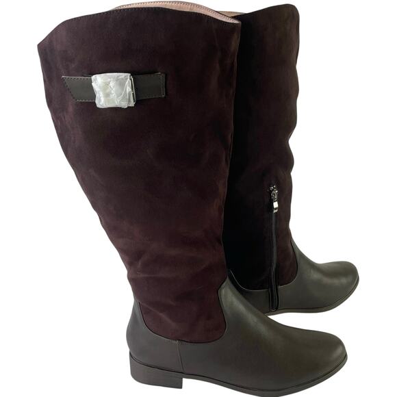 Journee Collection Women Brown Buckle Accent Frenchy Round Toe Dress Boot 11 XWC - Picture 3 of 16